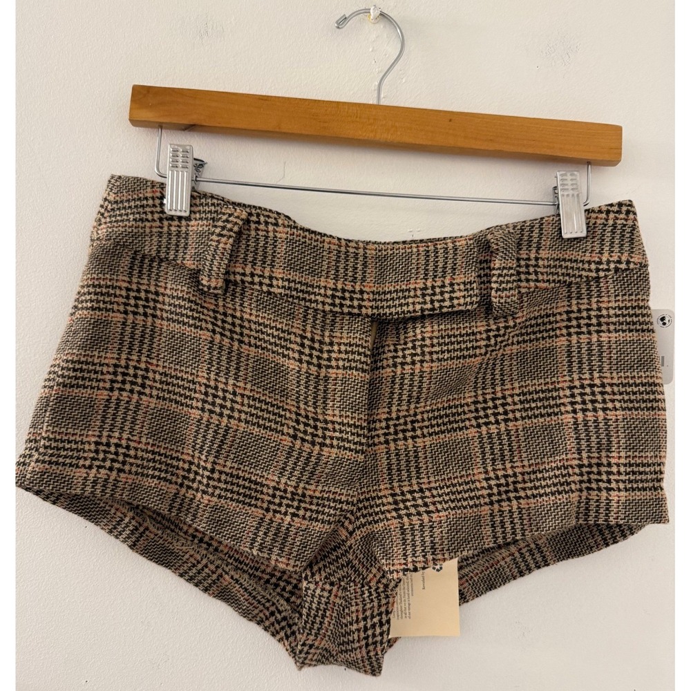 NWT Free People x Tricia Fix Brown Plaid Repurposed Vintage Shorts Small Y2K - Picture 3 of 7